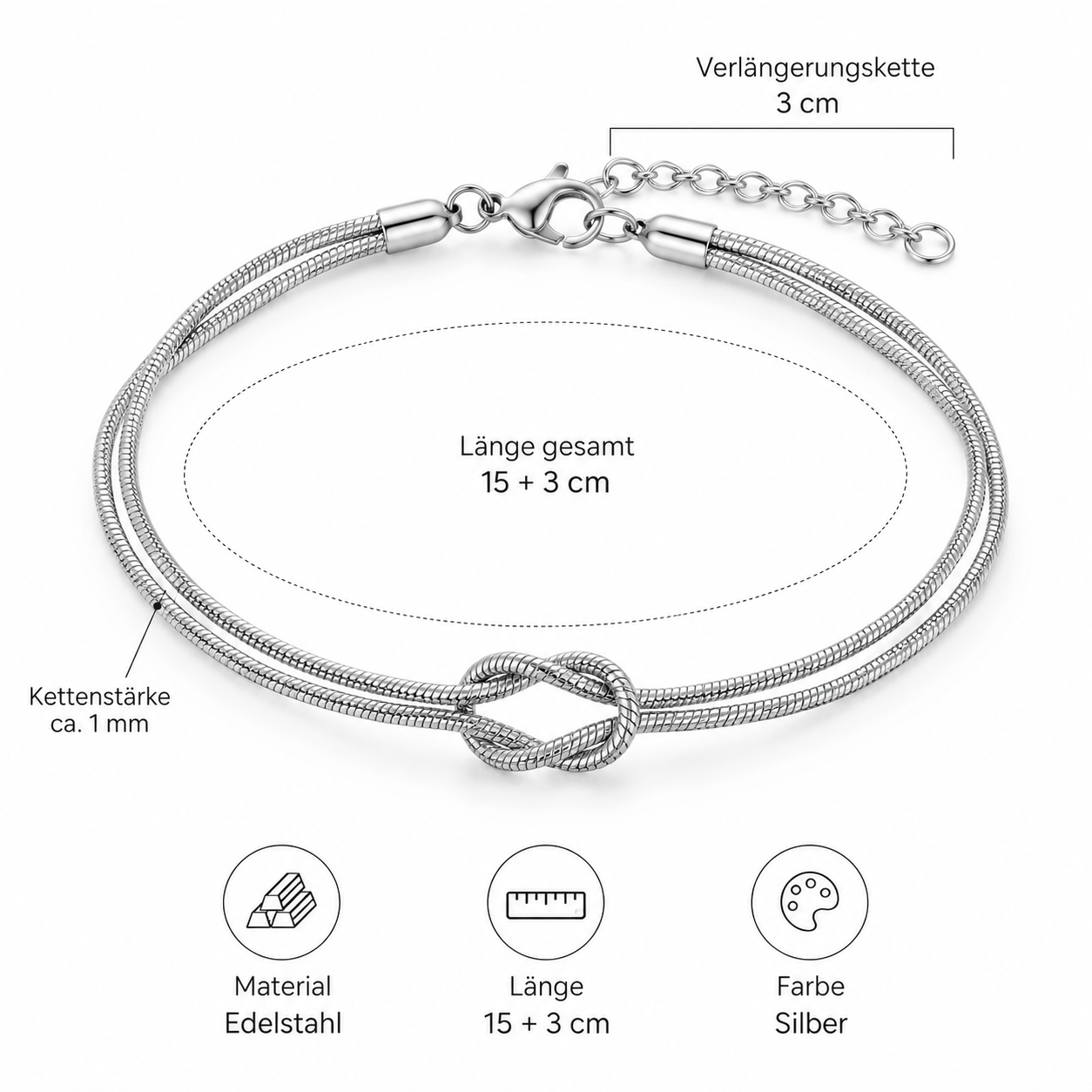 Zweistrangiges Knoten-Armband in Goldoptik