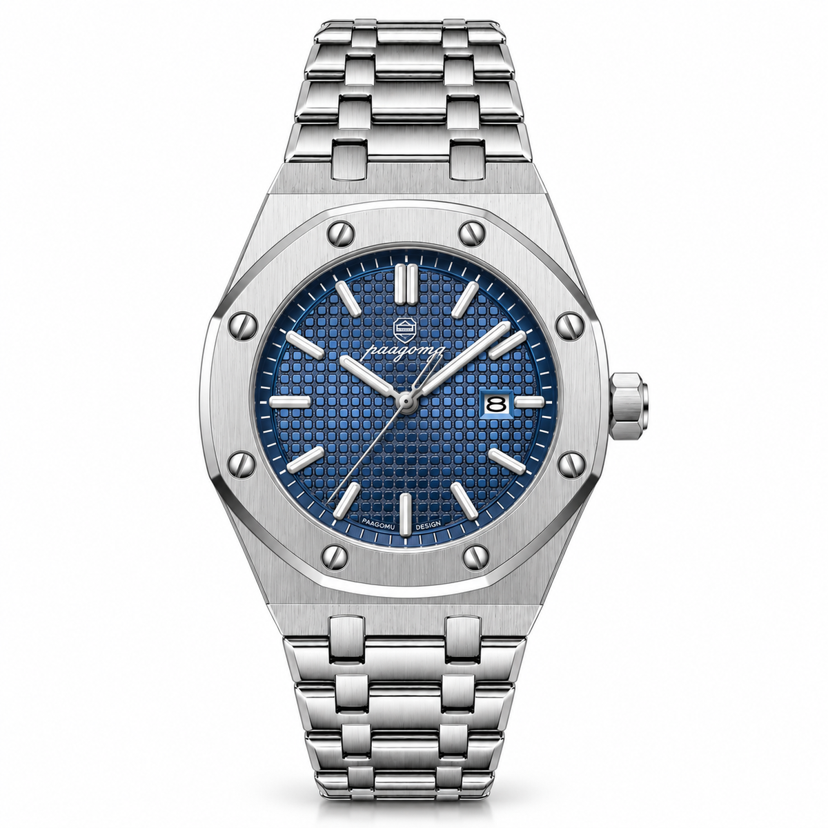 Analoge Herren-Armbanduhr mit achteckiger Lünette